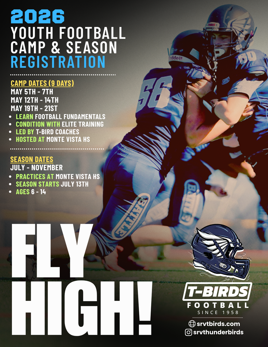 2026 T-Birds Football & Cheer Registration is now OPEN!