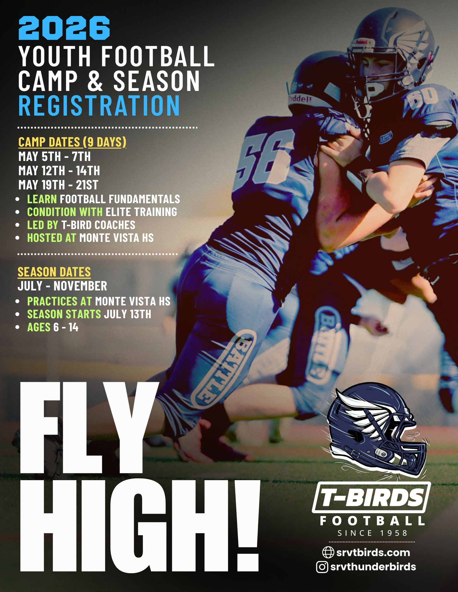 2026 T-Birds Football & Cheer Registration is now OPEN!