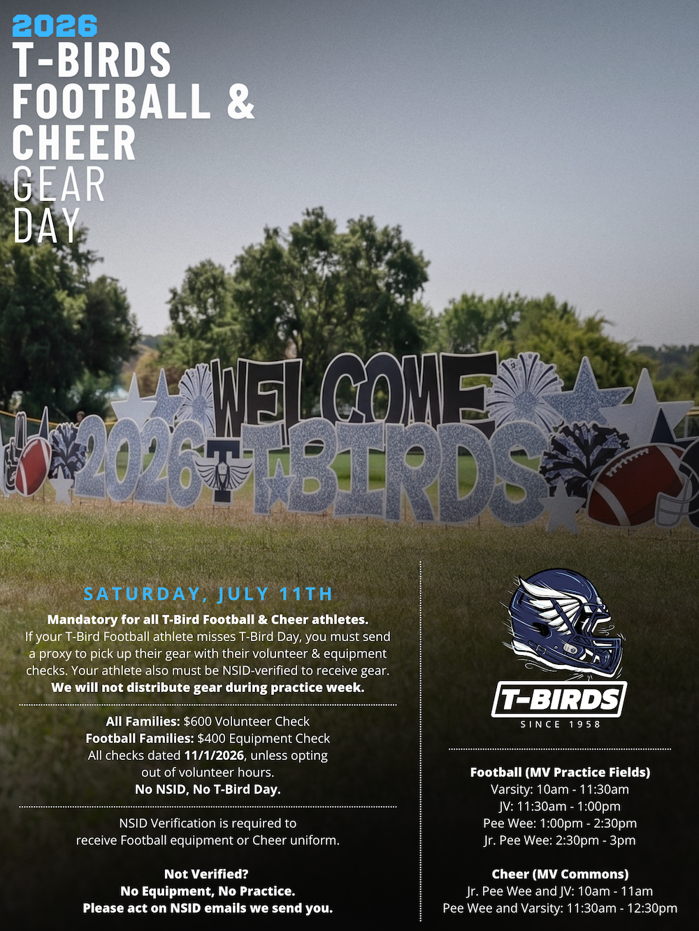 2026 T-Birds Important Date Reminders